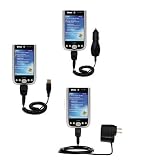 Deluxe Kit for the Dell Axim X50 includes a USB cable with Car and Wall Charger - Gomadic Brand w/ TipExchange Technology