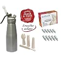 Siphon &agrave; Chantilly Professionnel, mousses et cr&egrave;mes - Chaud et Froid - Corps et T&ecirc;te en Aluminium - 500 ML + 10 Cartouches Incluses