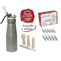 Siphon à Chantilly Professionnel, mousses et crèmes - Chaud et Froid - Corps et Tête en Aluminium - 500 ML + 10 Cartouches Incluses