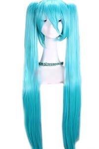 120cm Supper Long Black Vocaloid Miku 2 Clip on Ponytails Cw90