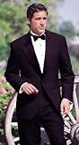 Review   / CLASSIC 1 BUTTON MENS BLACK TUXEDO. SUPER 150'S FRENCH CUT EXTRA FINE WOOL