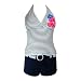 Swimsuit Halter Top & Short Bottom Navy Stripe Aloha