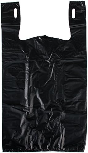 Mil Black Unprinted Embossed Heavy-Duty Plastic T-Shirt Bag - 350/Case1/6 Size .87