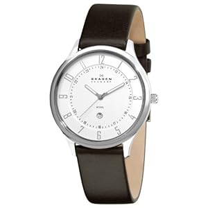 Skagen Men 820XLSLD Steel Silver Dial and Brown Strap Watch