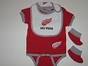 DETROIT RED WINGS BABY CREEPER with BABY BIB and BOOTIES