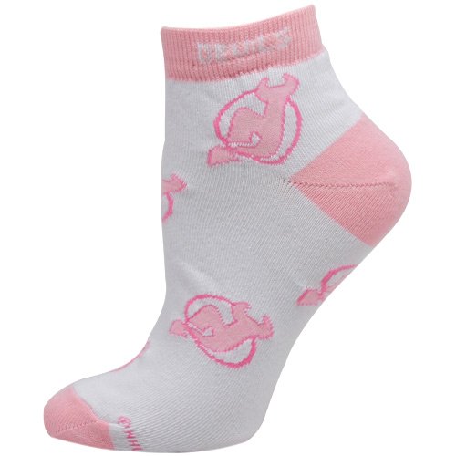 New Jersey Devils Ladies White-Pink Allover Team Logo Ankle Socks