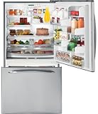 Review GE  / GE Profile PDSS5NBXRSS 25.3 cu. ft. Bottom-Freezer Refrigerator with 5 Glass Shelves Including 3 Slide-Out Spill Proof, Electronic Sensors, TurboCool Setting, In-the-Door Can Rack and Electronic Controls: Stainless Steel, Right Hinge Door Swing