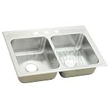 22317, Moen Lancelot 8 Deep Centered Double Bowl 3-Hole Drop-In Kitchen Sink - Stainless Steel