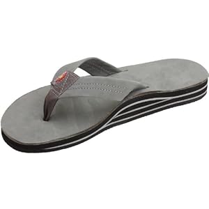 Rainbow Mens Double Layer Premier Leather with Arch Support Sandal, Grey, X-Large