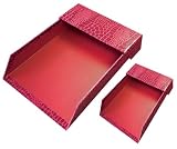 Aurora Products Letter and Note Tray with Roof, 12.375 x 9.625 x 2.3125 Inches, Red Croc with Tartan Red Liner (09342-6)