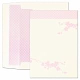 Pink Cherry Blossom Flat Card Invitations and Envelopes