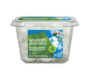 Seventh Generation Natural Laundry Detergent Packs, Free and Clear, 30 Count (pack of 2)