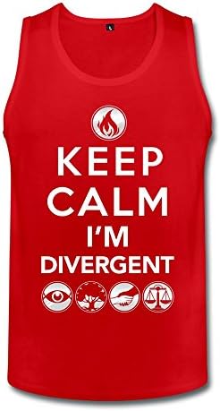 ZhiTian Men's Keep Calm Im Divergent Tank Top - S Red