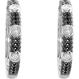 14K White Diamond Earrings With Black Rhodium Plating 1 10 Ct Tw