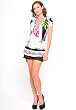 The Olian Elastic-gathered Blouson Butterfly Print Top