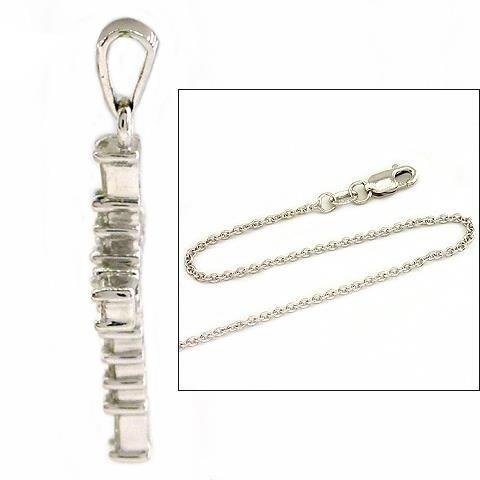 14K White Gold Diamond Cross Pendant Necklace 0.35ct