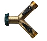 LR Nelson Long-Neck Two-Hose Shut-Off Y Adapter with Ergo Grips, Brass #LN90