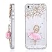 Leegoal Bling Clear Handmade 3D Flower & Pink Skirt Girl Crystal Diamond Rhinestone Skin Case Cover For iPhone 5 5g