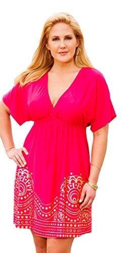 swimsuitsforall Women's Gold Foil Kimono Dress