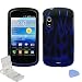Black Blue Flame Hot Rod Design Rubberized Snap on Hard Shell Cover Protector Faceplate Skin Case for Verizon Samsung Stratosphere i405 + LCD Screen Guard Film + Mini Phone Stand + Case Opener