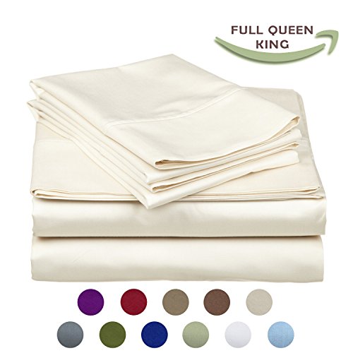High Strength Natural Bamboo Fiber Yarns Egyptian Comfort 1800 Thread Count 4 Piece KING Size Sheet Set, IVORY Color