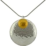 Sterling Silver 24K Gold Vermeil Hammered Disc Pendant