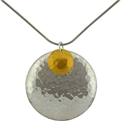Sterling Silver 24K Gold Vermeil Hammered Disc Pendant