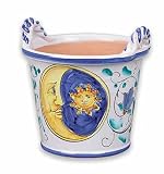 Handmade Two Handle Sun and Moon Pot From Italy