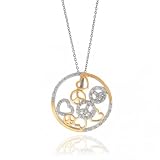 Valentines Day Bling Jewelry Sterling Silver Gold Vermeil CZ Pave Multi-Heart and Peace Sign Pendant