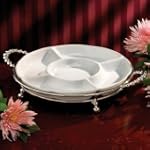 PORCELAIN SECTIONAL PLATE WITH SILVERPLATED STAND - sectional platter