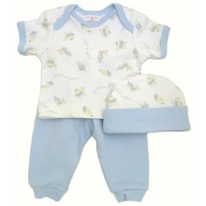 Preemie-Yums Longjohn Shirt, Pant and Hat - Snips/Blue, Small