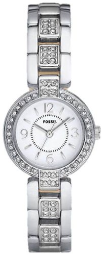 FOSSIL Evelyn Three Hand Stainless Steel Watch - Silver-Tone With Stones