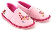 Princess Stardust "Chloe" Infants Velour Slippers - Pink - 6 UK