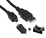 Compatible for Motorola Moto 360 Smartwatch-6ft Mini B Cable+Micro M to Mini B 5-Pin F Adapter