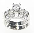 SilverBin Sterling Silver Bridal Set Brilliant Cut CZ Ring with CZ Accents