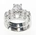 SilverBin Sterling Silver Bridal Set Brilliant Cut CZ Ring with CZ Accents