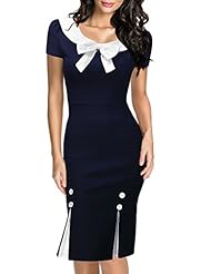 Cocktail Knee Length Short Sleeves Cotton/Nylon/Spandex Fitted Cutout  Lace Stretchy Bodycon Dress/Club Dress/Evening Dress/Prom Dress/Wedding Party Dress  With a Bow(s)