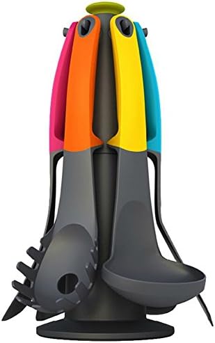 Ioven Elevate 7-piece Heat-resistant Utensil Set-includes a Spaghetti Server, Slotted Spoon, Ladle, Slotted Turner, Solid Spoon, Flexible Turner and Storage Rack