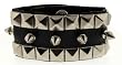 2 Rows of Pryamid Shaped Studs and 1 Row of Spikes Leather Wrist Band Bracelet