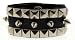 2 Rows of Pryamid Shaped Studs and 1 Row of Spikes Leather Wrist Band Bracelet.