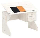 Steens 16329013 h&ouml;henverstellbarer Kent Schreibtisch 73 (bzw. 68) x 133 x 95 white wash Kiefer