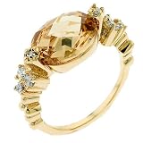 Citrine cz gemstone gold ring band