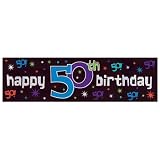 The Party Continues 50th Metallic Giant Sign Banner 65in x 20in