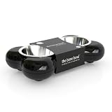 Hing Designs The Bone Bowl with Non Slip Rubber Feet and Dishwasher Safe Removable Stainless Steel Bowls, Black