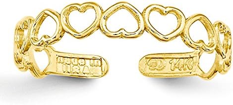 14k Yellow Gold Open Hearts Toe Ring. Metal Wt- 0.36g