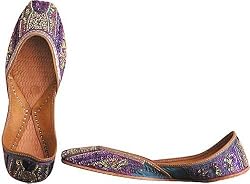 Beaded & Sequin Indian Khussa Belly Dance Shoes for Women Handcrafted Casual Footwear Available in Various Sizes