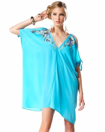 bebe Beaded Deep V Mini Dress