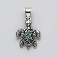 Aqua Crystal Sea Turtle Pendant