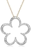 14k White or Yellow Gold Diamond Flower Pendant (1/8 cttw, L-M Color, I2-I3 Clarity), 18"