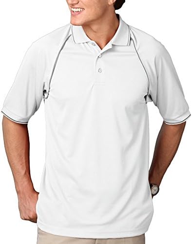 Bg-7220 - Men's Wicking Polo with Contrast Piping (S, WHITE/GRAPHITE TIPPING)